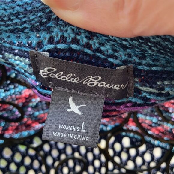 Eddie Bauer Open Knit 🧶 Linen Blend Three Quarter Sleeves Top Size Large - Picture 3 of 14